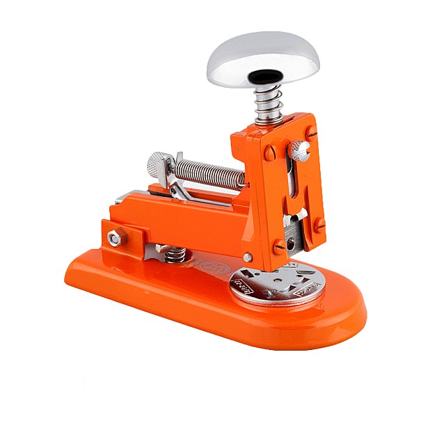 El Casco Shiny Chrome & Orange Desk Stapler Small