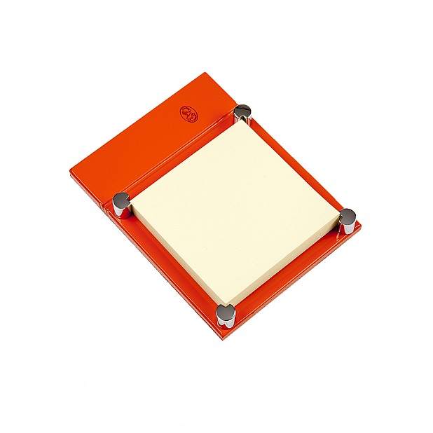 El Casco Shiny Chrome & Orange Post-it Holder