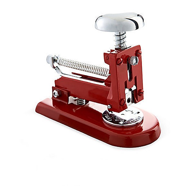 El Casco Shiny Chrome & Red Desk Stapler Small