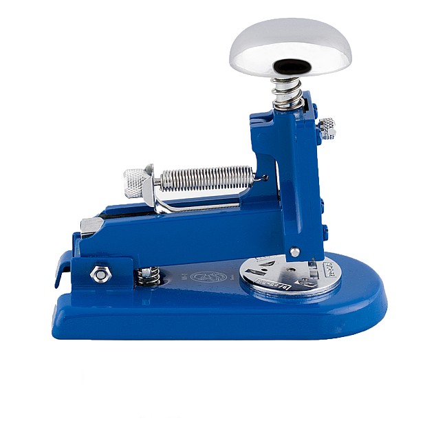 El Casco Shiny Chrome & Blue Desk Stapler Small