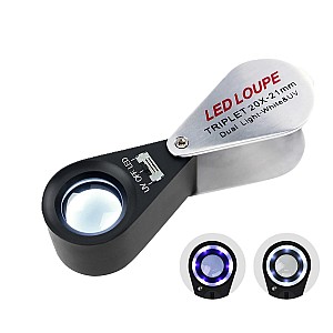 Appelboom Mini Jeweler Loupe 20X Magnifier + LED & UV light 21mm Lens