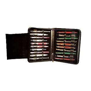 Aston Leather Black Collector's Zippered Pen Pouch (Twentyfold)