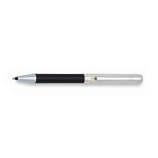Aurora Magellano Shorty Solid Sterling Silver Linear Guilloche and Black Kugelschreiber
