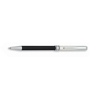 Aurora Magellano Solid Sterling Silver Linear Guilloche and Black Kugelschreiber