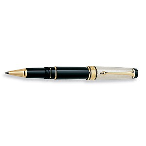Aurora Optima Grana di Riso Black and Sterling Silver GT Rollerball