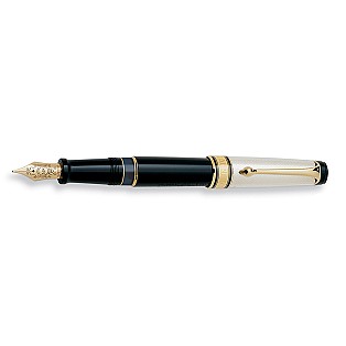 Aurora Optima Grana di Riso Black and Sterling Silver GT Fountain pen