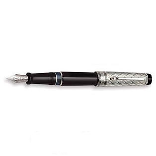Aurora Optima Riflessi Black and Sterling Silver Caneta de Tinta Permanente