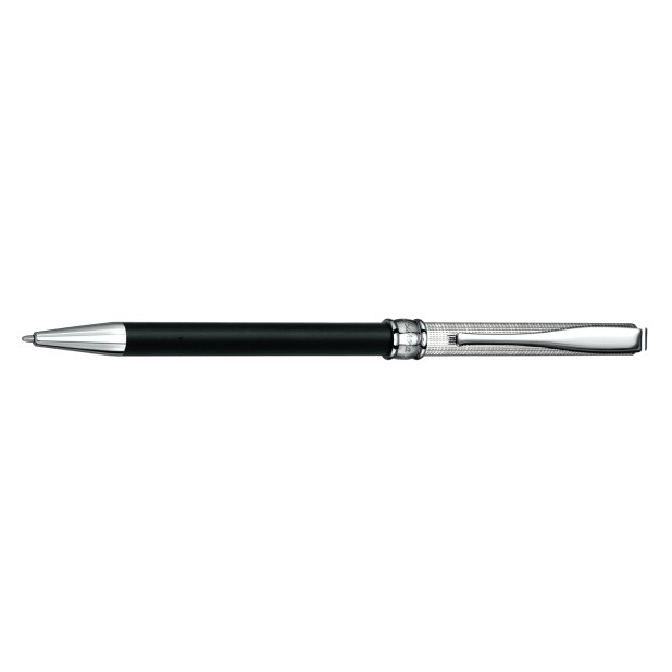 Aurora Magellano Solid Sterling Silver Barley Guilloche and Black Ballpoint