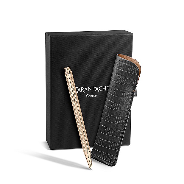 Caran d'Ache Ecridor Damier Rose Gold Balpen Set