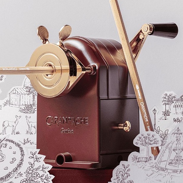 Caran d'Ache Special Edition Toile de Jouy Metal Pencil Sharpener