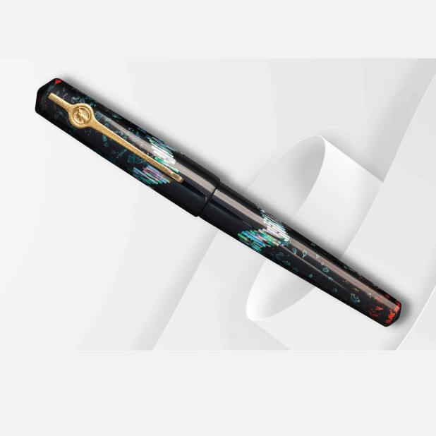 ConCoPens Mother-of-Pearl Lacquer Inlay Ocean Serenade 02 Caneta de Tinta Permanente