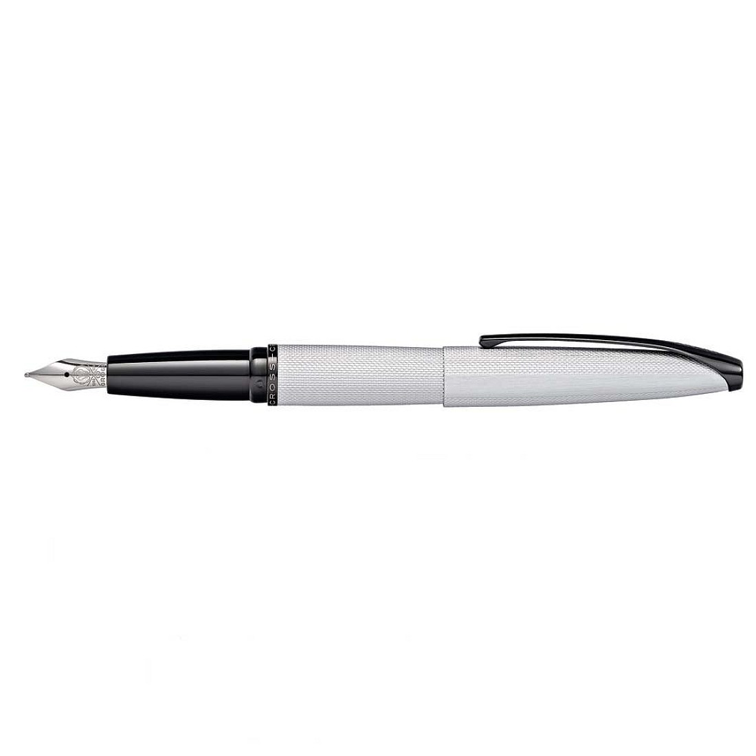 Fine Point Brushed Black PVD with Diamond Pattern Cross ATX Fountain Pen 