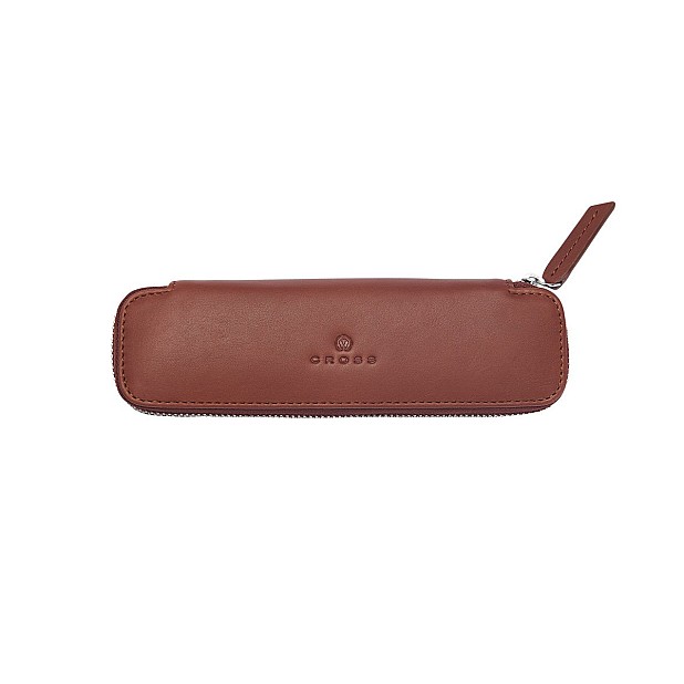 Cross Leather Brown Pen Pouch (Double)