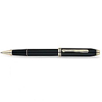 Stylo Roller Cross Townsend Laque Noire Plaqué Or 18 Carats - Occasion élégant