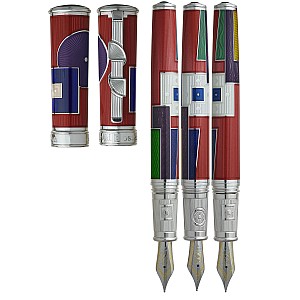 David Oscarson 15th Anniversary American Art Deco Red ST Caneta de tinta permanente