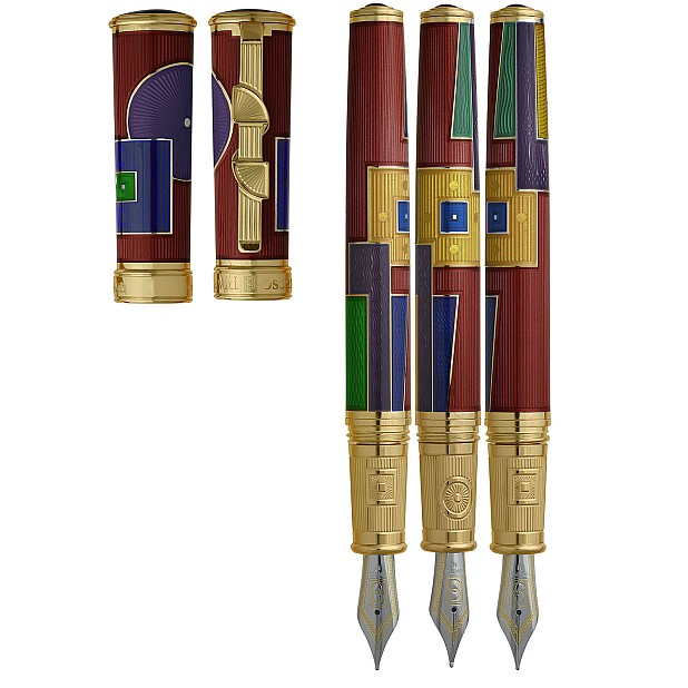 David Oscarson 15th Anniversary American Art Deco Red GT Caneta de tinta permanente