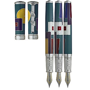 David Oscarson 15th Anniversary American Art Deco Teal ST Caneta de tinta permanente