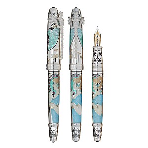 David Oscarson 25th Silver Anniversary Aquamarine Caneta de tinta permanente
