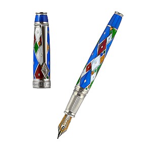 David Oscarson Harlequin Sapphire Blue ST Caneta de tinta permanente