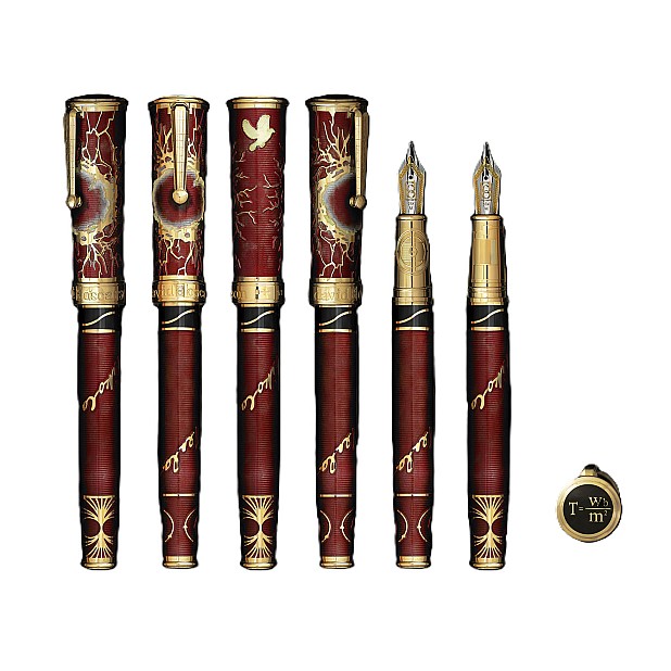 David Oscarson Nikola Tesla Mossy Ruby-Saffron GT Caneta de tinta permanente