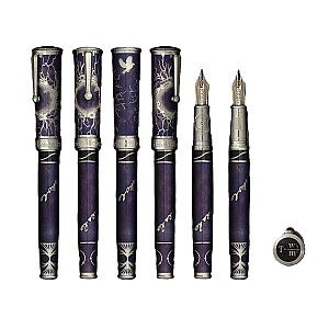 David Oscarson Nikola Tesla Mossy Ruby-Saffron & Purple-Lavender GT Füllfederhalter