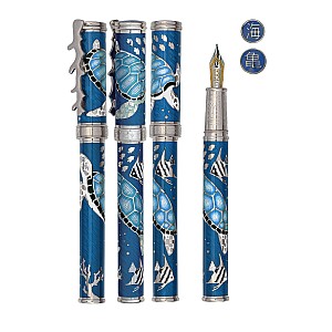 David Oscarson Sea Turtles Peacock Blue with Pale Blue Turtles ST Vulpen