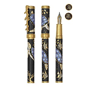 David Oscarson Sea Turtles Mossy Black with Ocean Blue Turtles GT Vulpen