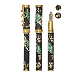 David Oscarson Sea Turtles Mossy Black with Teal Turtles GT Vulpen