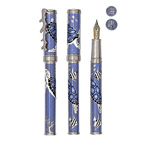 David Oscarson Sea Turtles Pale Blue with Ocean Blue Turtles ST Vulpen