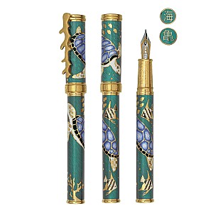David Oscarson Sea Turtles Teal with Ocean Blue Turtles GT Pluma estilográfica