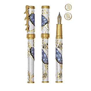 David Oscarson Sea Turtles White with Ocean Blue Turtles GT Pluma estilográfica