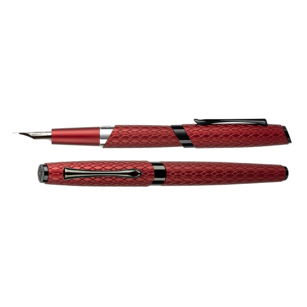 Diplomat Cobra Burgundy Red Guilloche Caneta de Tinta Permanente