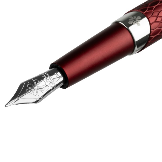 Diplomat Cobra Burgundy Red Guilloche Caneta de Tinta Permanente