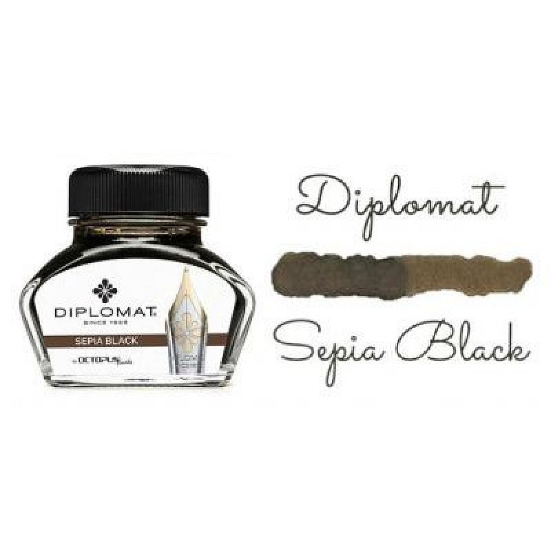 Diplomat Sepia Black Ink - Ink Bottle