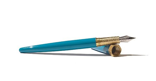 Printmaker's Teal Brush Fountain Pen | Gold-Plated Fine Nib Printmaker's Teal Brush Fountain Pen | Gold-Plated Fine Nib