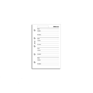 Filofax Refill Mini White Address Notepaper