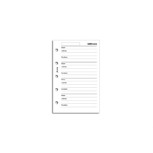 Filofax Refill Mini White Address Notepaper