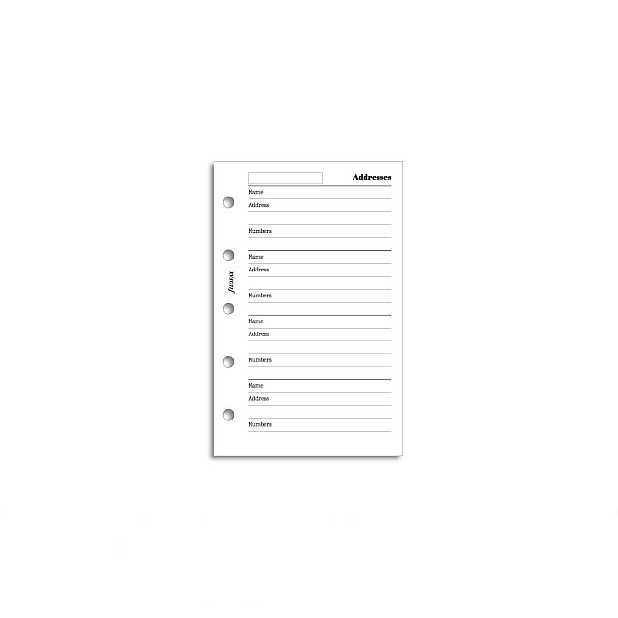 Mini - Filofax Refill Mini White Address Notepaper