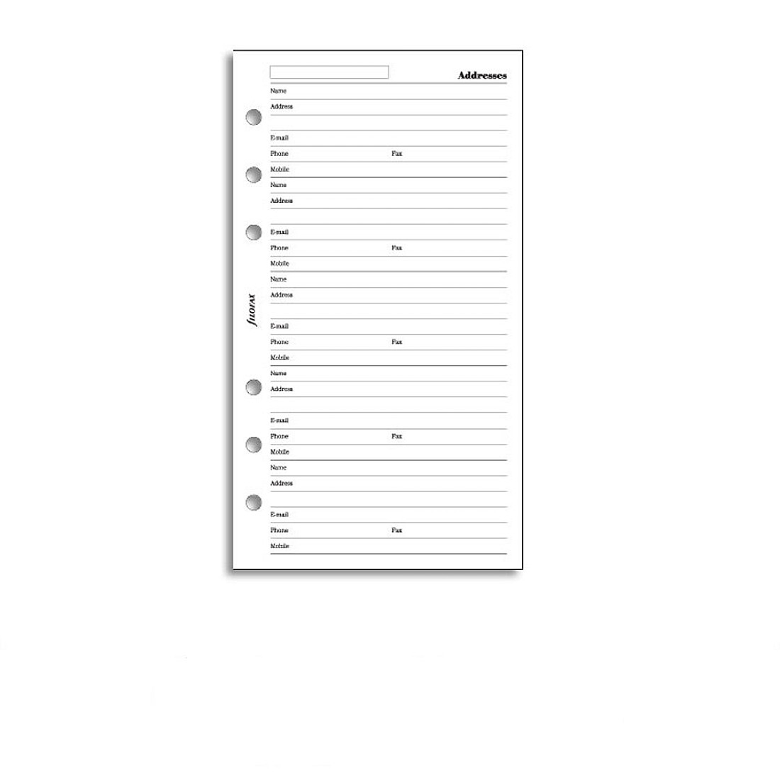 Filofax Refill Personal White Address Notepaper