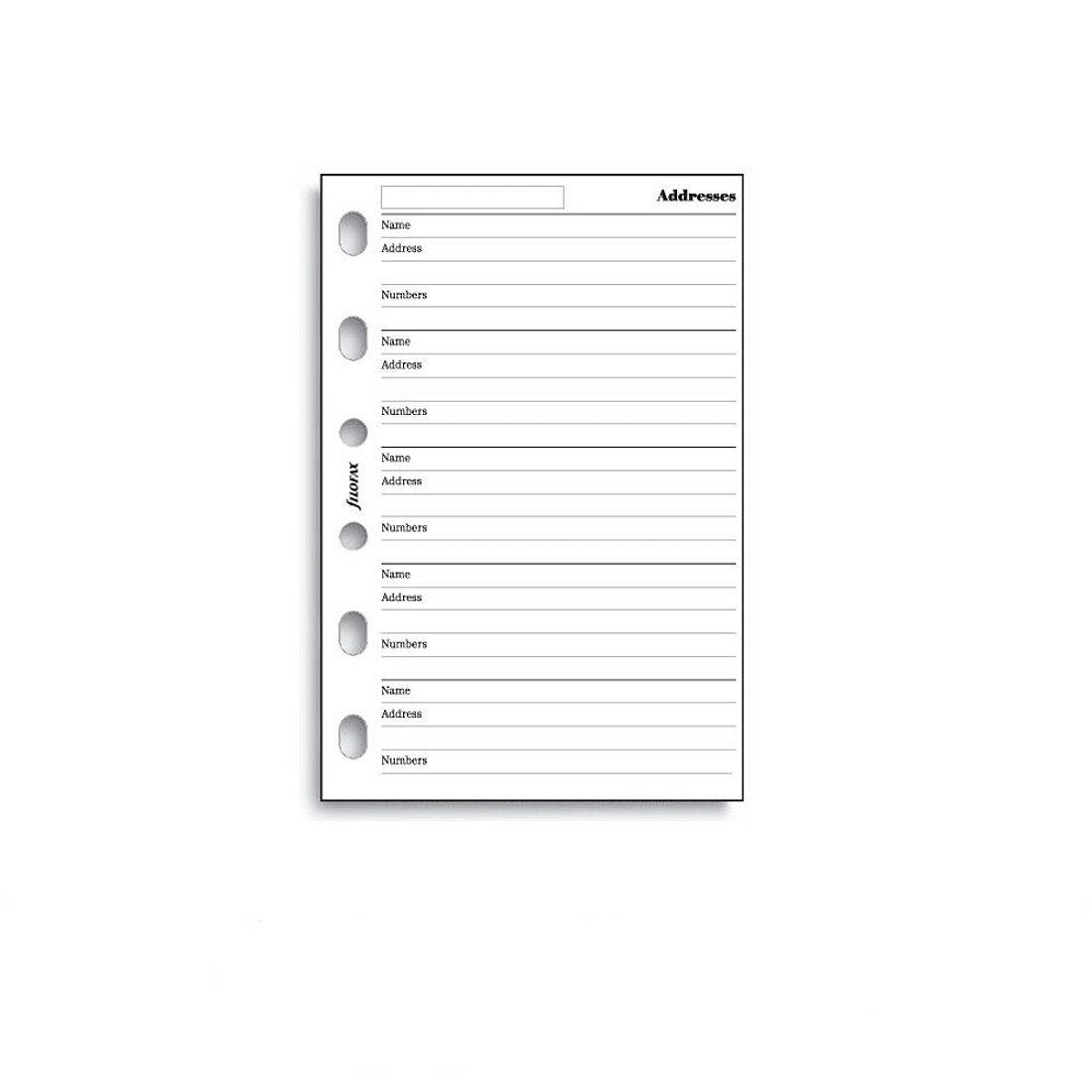 Filofax Refill Pocket White Address Notepaper