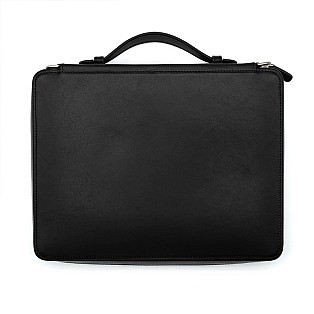 Galen Leather Compendium Bag Black A4 Zippered Folio Organizer
