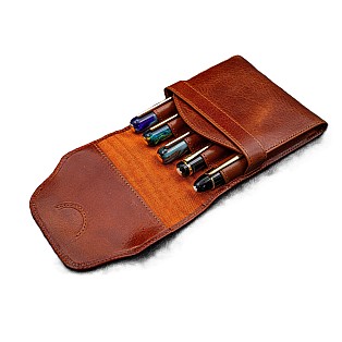 Galen Leather Legacy Deep Cognac TwinFlip Pen Pouch (Fivefold)