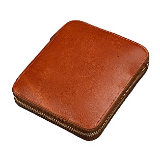 Galen Leather Legacy Zippered 6 Slots Deep Cognac Pen Case