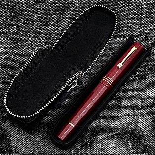Galen Leather Magnum Opus Zippered Single Black Oversized Hard Pen Case