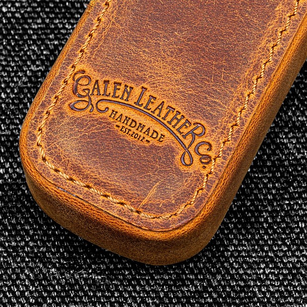 Galen Leather Magnum Opus Zippered Single Crazy Horse Brown Oversized Hard Pen Case