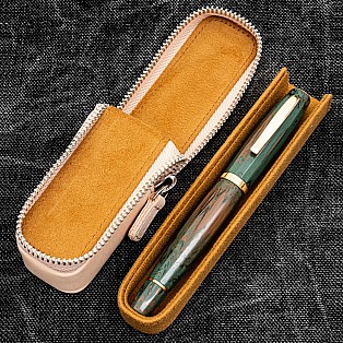 Galen Leather Magnum Opus Zippered Single Undyed Oversized Hard Pen Case