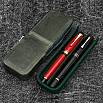 Galen Leather Magnum Opus Zippered 2 Slots Crazy Horse Forest Green Hard Pen Case