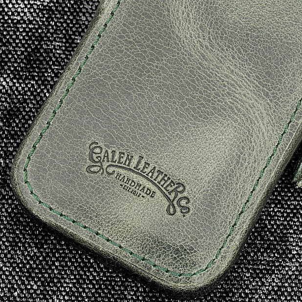 Galen Leather Magnum Opus Zippered 2 Slots Crazy Horse Forest Green Hard Pennenmap