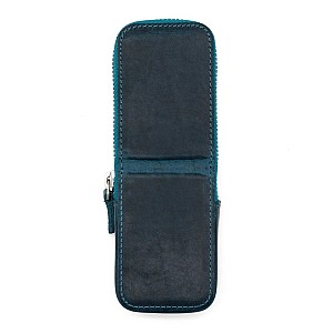 Galen Leather Magnum Opus Zippered 2 Slots Crazy Horse Ocean Blue Hard Pennenmap