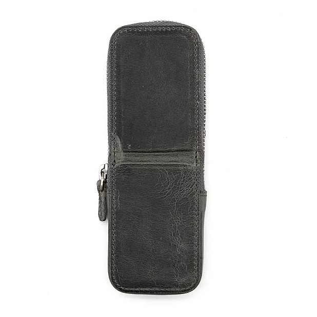 Galen Leather Magnum Opus Zippered 2 Slots Crazy Horse Smoky Hard Pennenmap